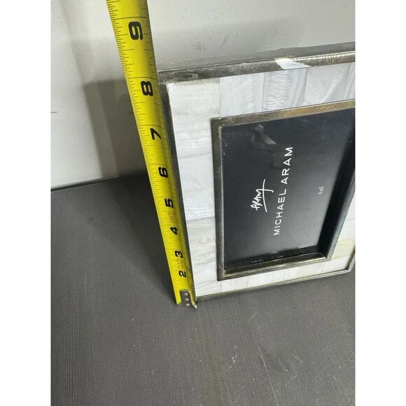 Michael Aram 4x6 Picture Frame Mother of Pearl Mosaic Silver Tone Metal - Picture 6 of 8